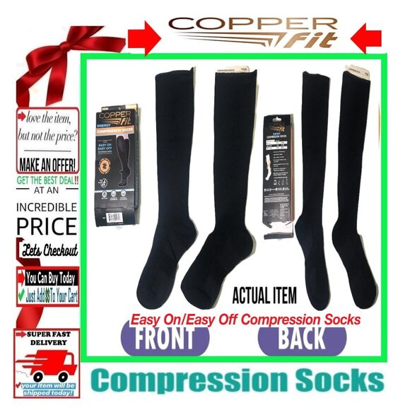 🛑COPPER FIT Unisex ➕🆒 COMPRESSION SOCKS Easy Off High Knee Energy 💸BUY NOW‼️ - Picture 3 of 16